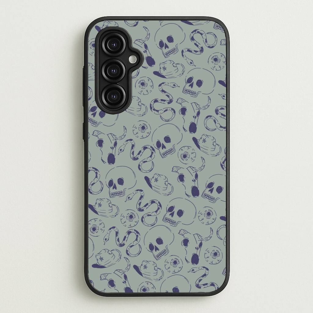 Blue Snakes And Skulls - Western   - Western Phone Case for Galaxy A14