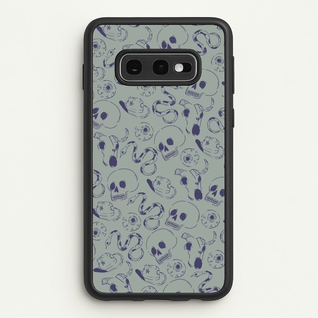 Blue Snakes And Skulls - Western   - Western Phone Case for Galaxy S10e