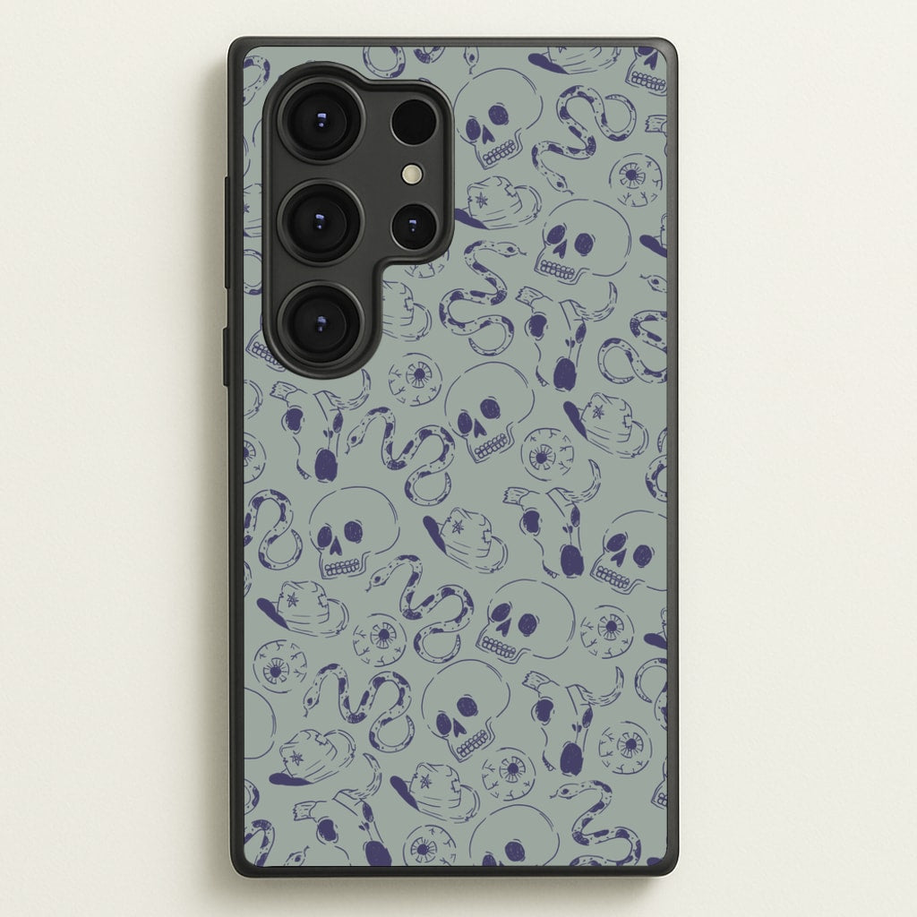Blue Snakes And Skulls - Western   - Western Phone Case for Galaxy S25 Ultra