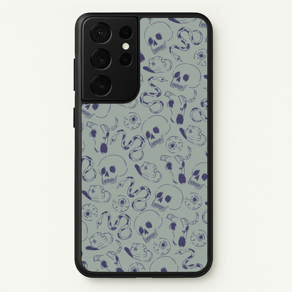 Blue Snakes And Skulls - Western   - Western Phone Case for Galaxy S21 Ultra