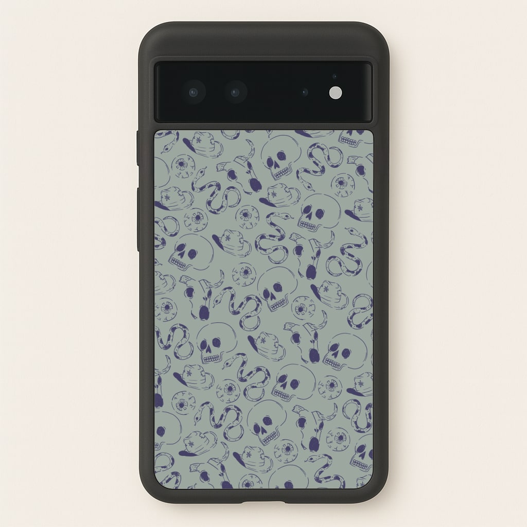 Blue Snakes And Skulls - Western   - Western Phone Case for Google Pixel 6