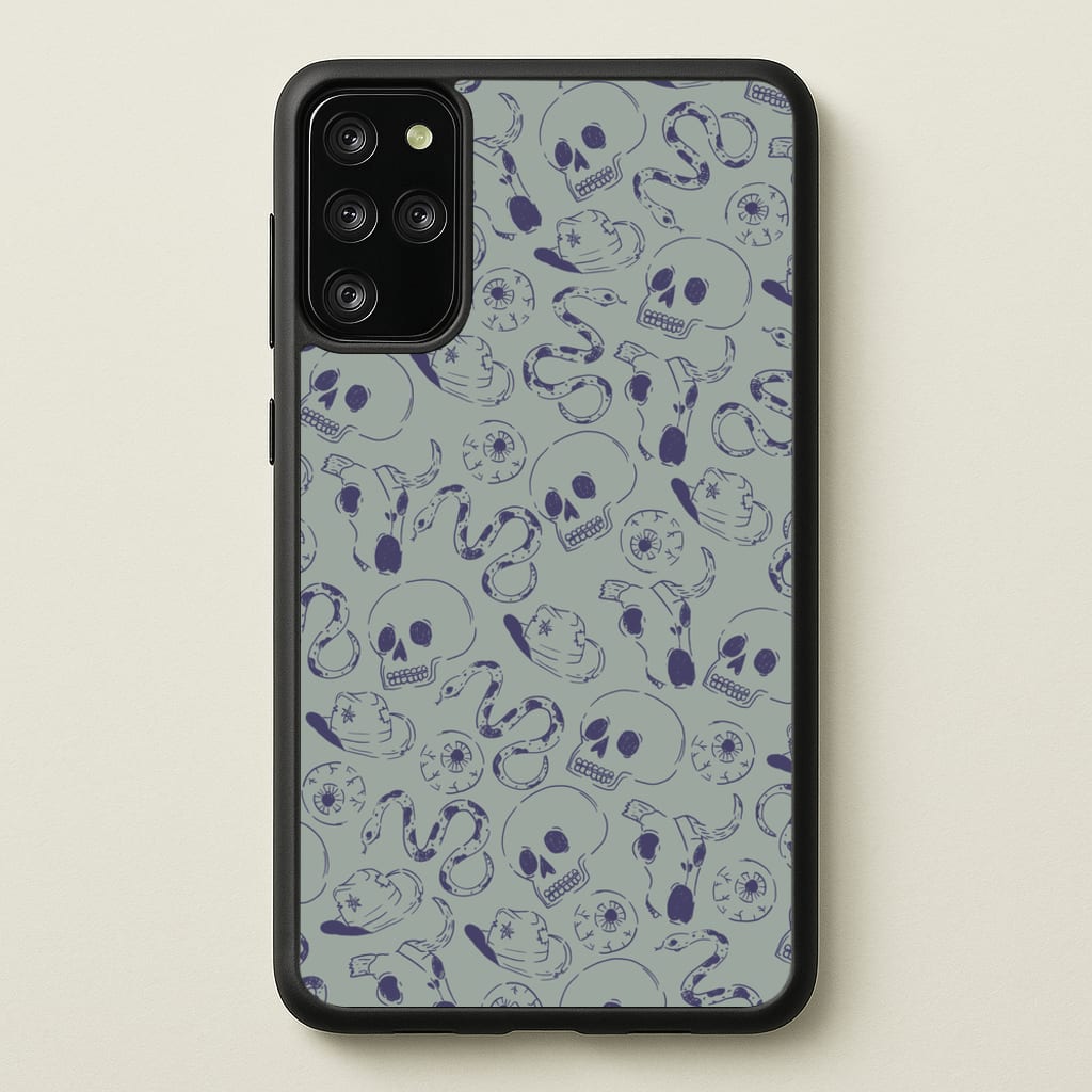 Blue Snakes And Skulls - Western   - Western Phone Case for Galaxy S20 Plus