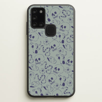 Blue Snakes And Skulls - Western   - Western Phone Case for Galaxy A21s
