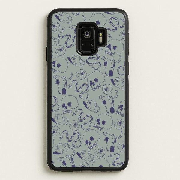 Blue Snakes And Skulls - Western   - Western Phone Case for Galaxy S9