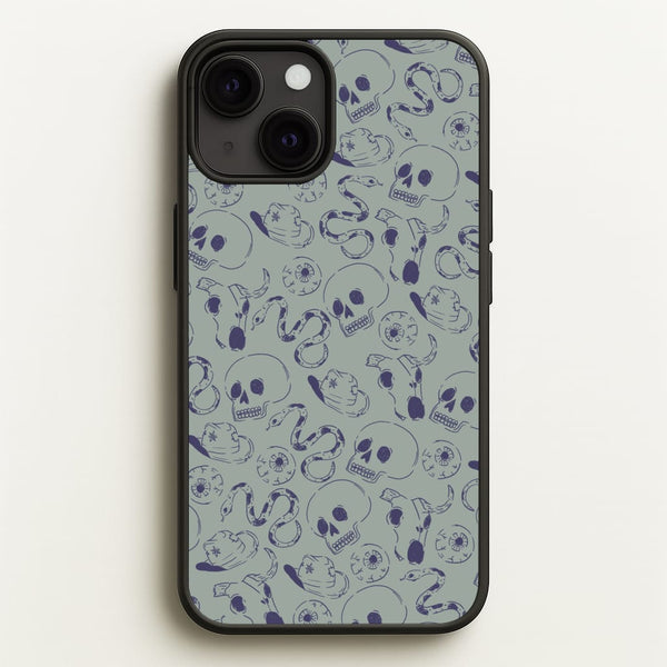 Blue Snakes And Skulls - Western   - Western Phone Case for iPhone 13 Mini
