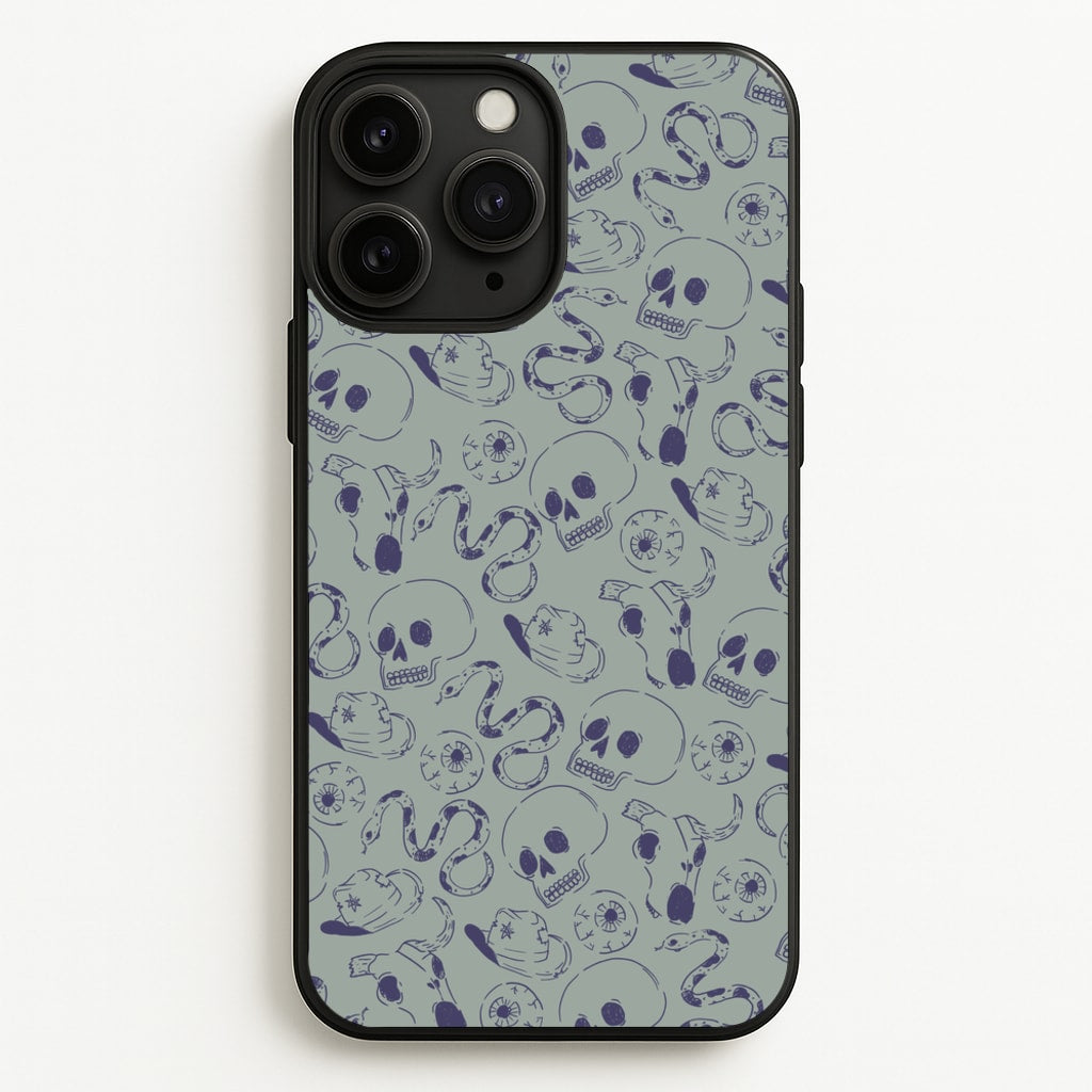 Blue Snakes And Skulls - Western   - Western Phone Case for iPhone 11 Pro Max