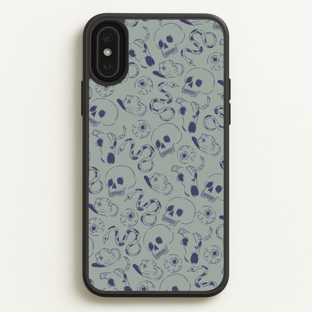 Blue Snakes And Skulls - Western   - Western Phone Case for iPhone XS Max
