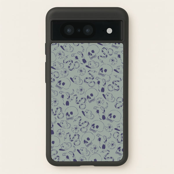 Blue Snakes And Skulls - Western   - Western Phone Case for Google Pixel 8