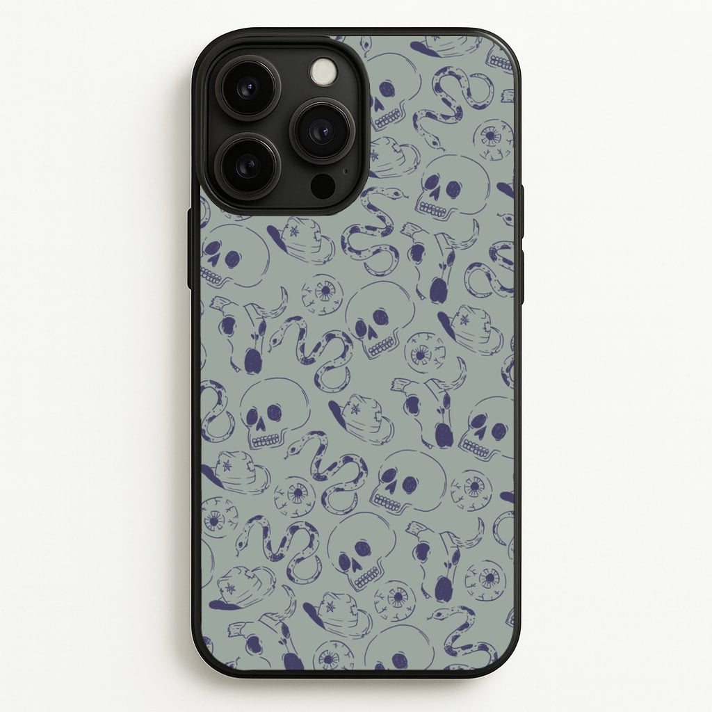 Blue Snakes And Skulls - Western   - Western Phone Case for iPhone 13 Pro Max