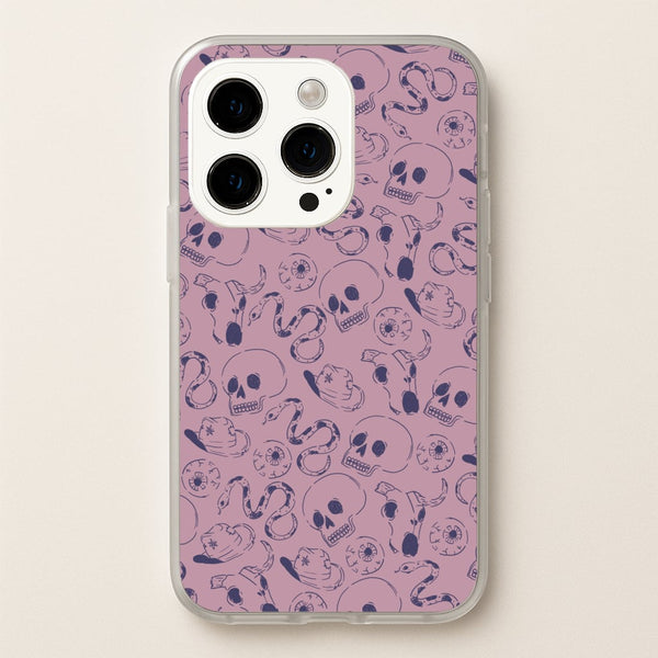 Purple Snakes And Skulls - Western   - Western Phone Case for iPhone 14 Pro