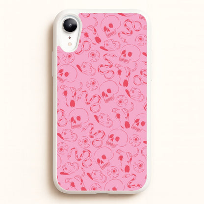 Pink Snakes And Skulls - Western   - Western Phone Case for iPhone XR