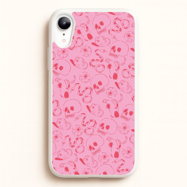 Pink Snakes And Skulls - Western   - Western Phone Case for iPhone XR