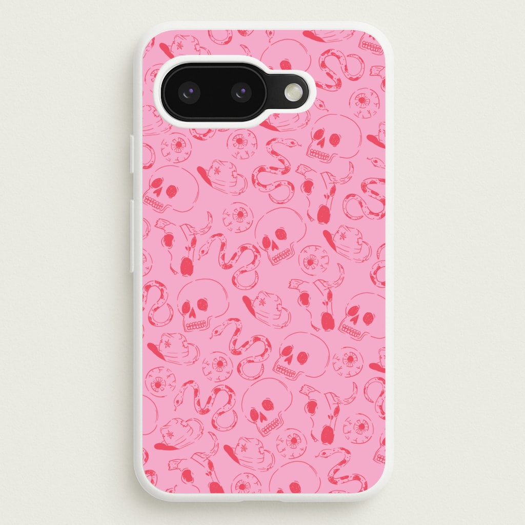 Pink Snakes And Skulls - Western   - Western Phone Case for Google Pixel 9a