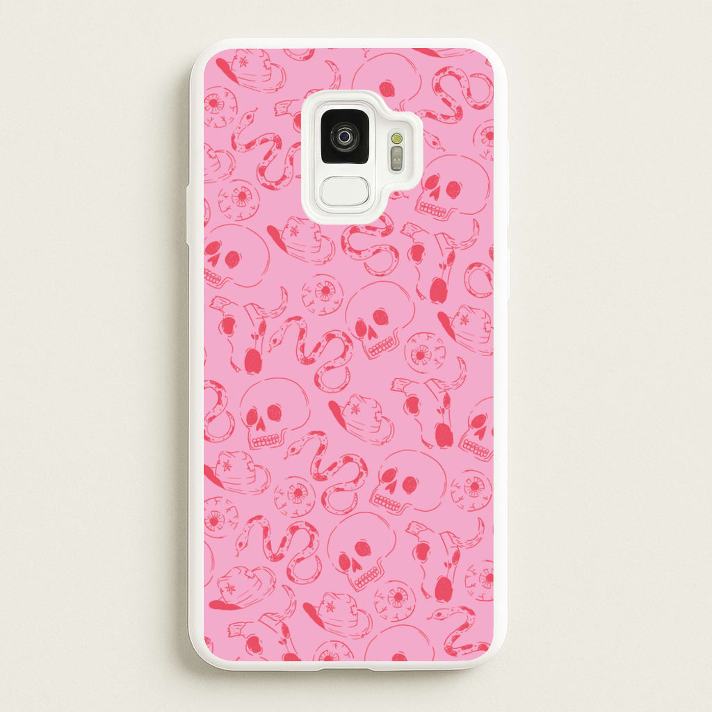 Pink Snakes And Skulls - Western   - Western Phone Case for Galaxy S9