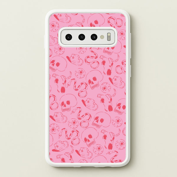 Pink Snakes And Skulls - Western   - Western Phone Case for Galaxy S10