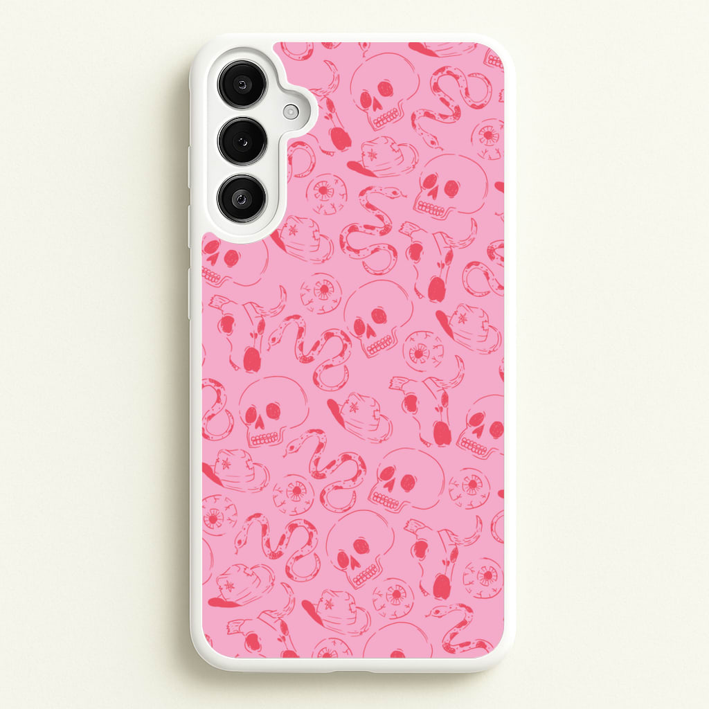 Pink Snakes And Skulls - Western   - Western Phone Case for Galaxy A36