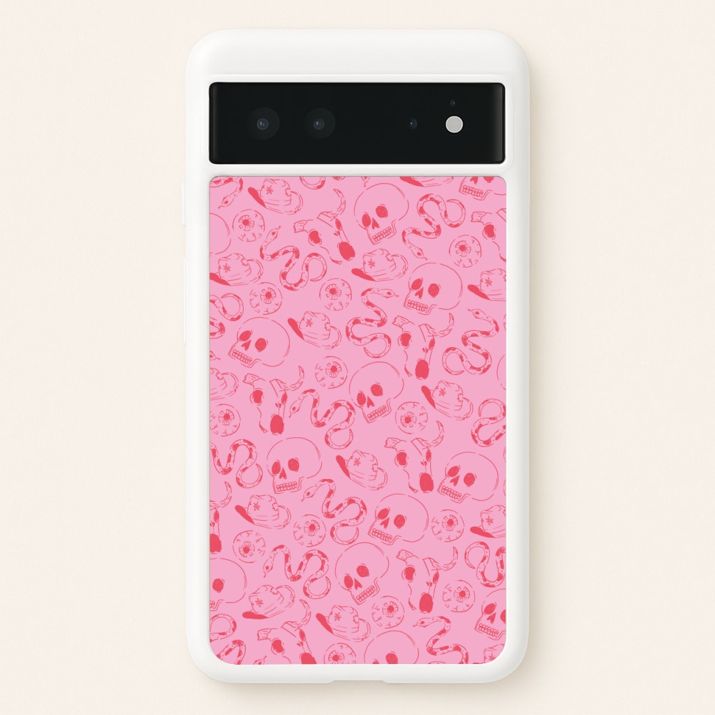 Pink Snakes And Skulls - Western   - Western Phone Case for Google Pixel 6