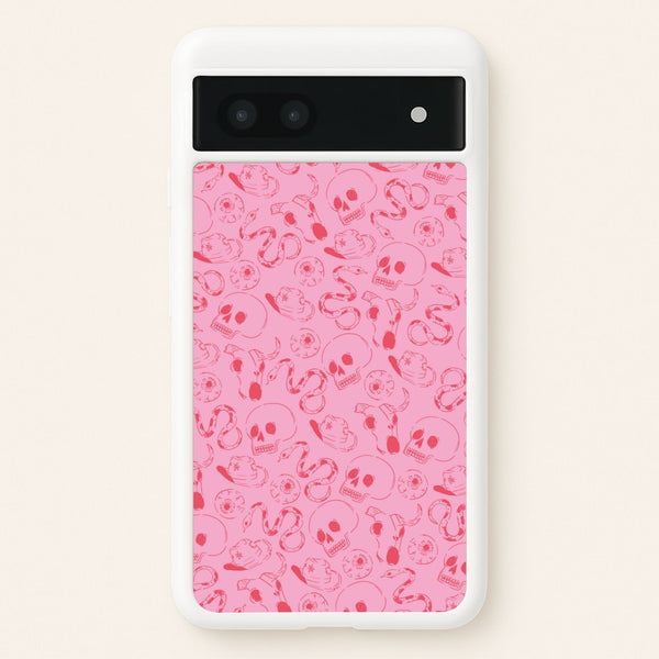 Pink Snakes And Skulls - Western   - Western Phone Case for Google Pixel 6a