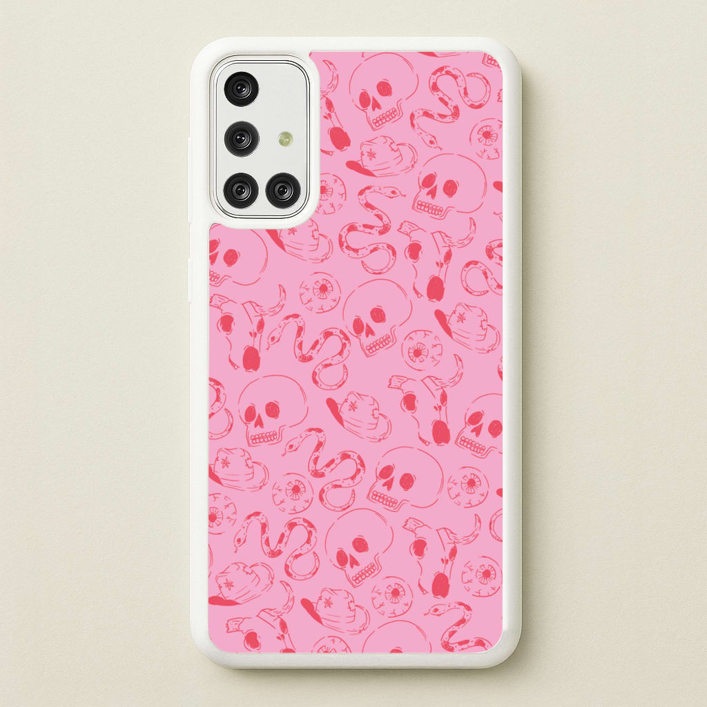 Pink Snakes And Skulls - Western   - Western Phone Case for Galaxy A71