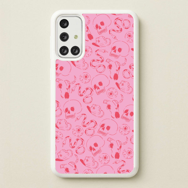 Pink Snakes And Skulls - Western   - Western Phone Case for Galaxy A71