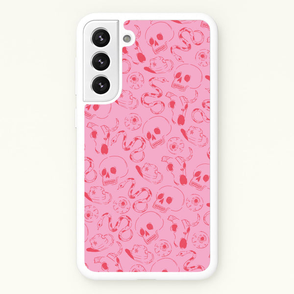 Pink Snakes And Skulls - Western   - Western Phone Case for Galaxy S22