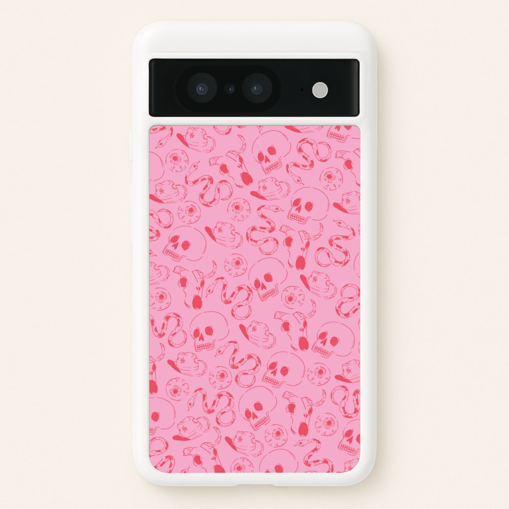 Pink Snakes And Skulls - Western   - Western Phone Case for Google Pixel 8