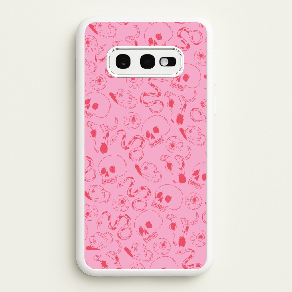 Pink Snakes And Skulls - Western   - Western Phone Case for Galaxy S10e