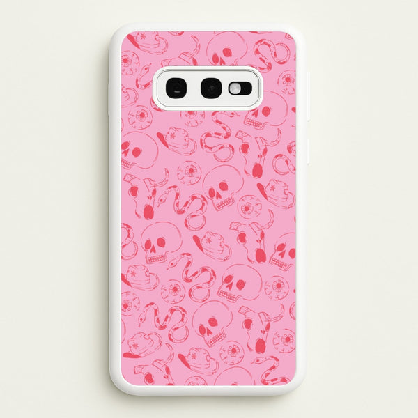 Pink Snakes And Skulls - Western   - Western Phone Case for Galaxy S10e