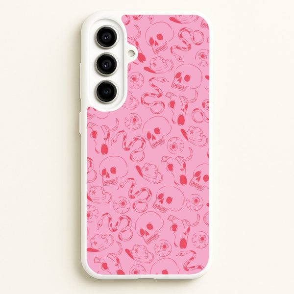 Pink Snakes And Skulls - Western   - Western Phone Case for Galaxy A56