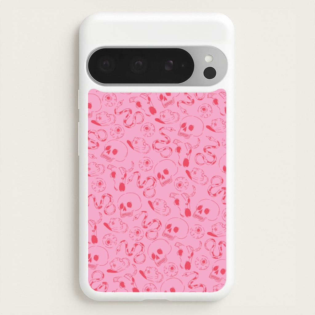 Pink Snakes And Skulls - Western   - Western Phone Case for Google Pixel 9 Pro XL