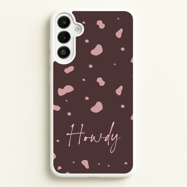 Cow Print Howdy  - Western Phone Case for Galaxy A34