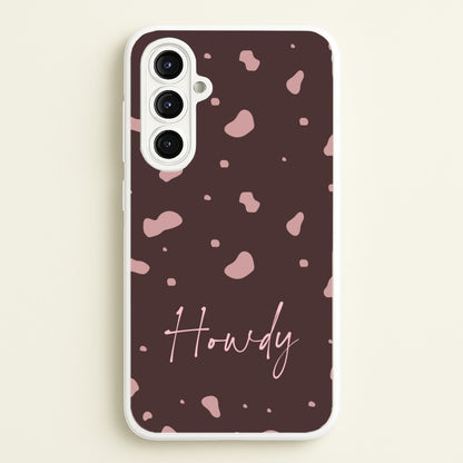 Cow Print Howdy  - Western Phone Case for Galaxy A16
