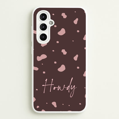 Cow Print Howdy  - Western Phone Case for Galaxy A14