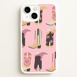 Dusty Pink Cowboy Boots Pattern  - Western Phone Case for iPhone 13