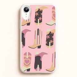 Dusty Pink Cowboy Boots Pattern  - Western Phone Case for iPhone XR