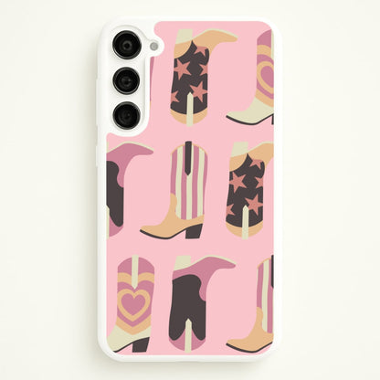Dusty Pink Cowboy Boots Pattern  - Western Phone Case for Galaxy S23