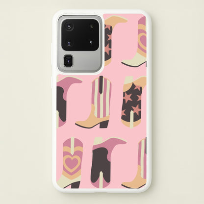 Dusty Pink Cowboy Boots Pattern  - Western Phone Case for Galaxy S20 Ultra