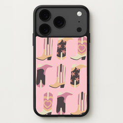 Dusty Pink Cowboy Boots Pattern Phone Case for iPhone 17 Pro Max