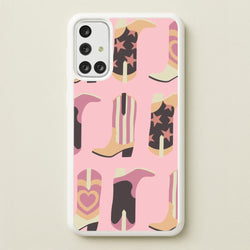 Dusty Pink Cowboy Boots Pattern  - Western Phone Case for Galaxy A71