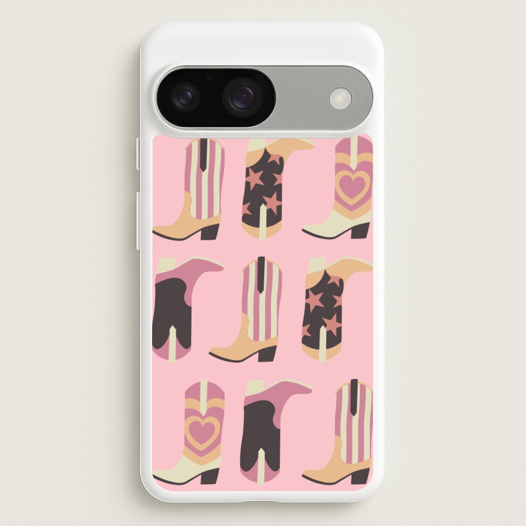 Dusty Pink Cowboy Boots Pattern  - Western Phone Case for Google Pixel 9 / 9 Pro