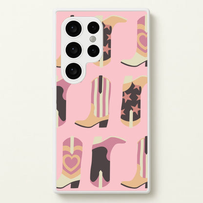 Dusty Pink Cowboy Boots Pattern  - Western Phone Case for Galaxy S24 Ultra