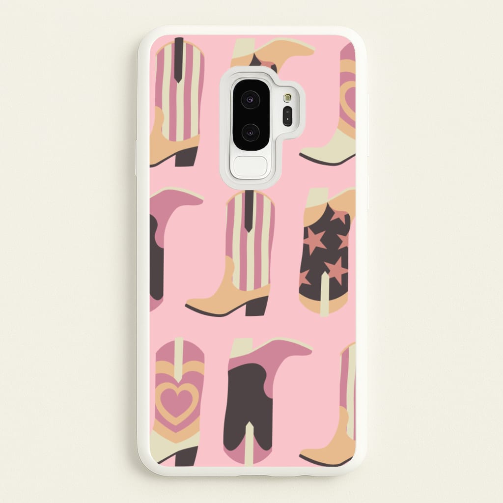 Dusty Pink Cowboy Boots Pattern  - Western Phone Case for Galaxy S9 Plus