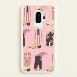 Dusty Pink Cowboy Boots Pattern  - Western Phone Case for Galaxy S9 Plus