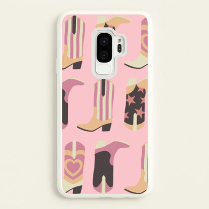 Dusty Pink Cowboy Boots Pattern  - Western Phone Case for Galaxy S9 Plus