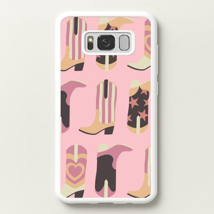Dusty Pink Cowboy Boots Pattern  - Western Phone Case for Galaxy S8 Plus