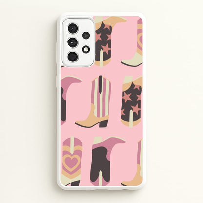 Dusty Pink Cowboy Boots Pattern  - Western Phone Case for Galaxy A52 / A52s