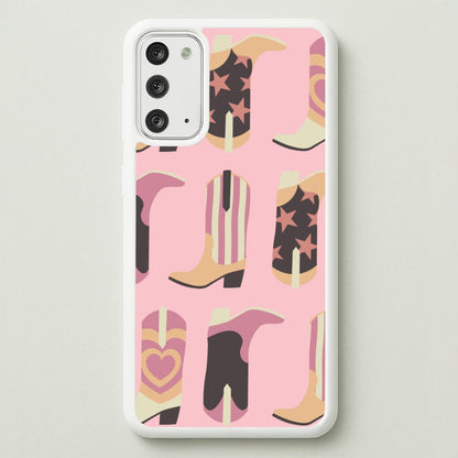 Dusty Pink Cowboy Boots Pattern  - Western Phone Case for Galaxy Note 20