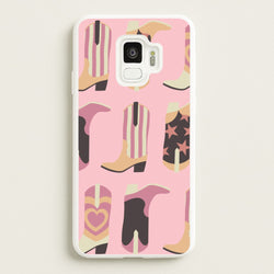Dusty Pink Cowboy Boots Pattern  - Western Phone Case for Galaxy S9