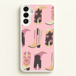 Dusty Pink Cowboy Boots Pattern  - Western Phone Case for Galaxy A36