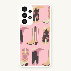 Dusty Pink Cowboy Boots Pattern  - Western Phone Case for Galaxy A53
